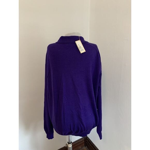 Peter Millar VTG Purple Silk Wool Cashmere Polo Sweater XL NWT Collar Button - Picture 14 of 14